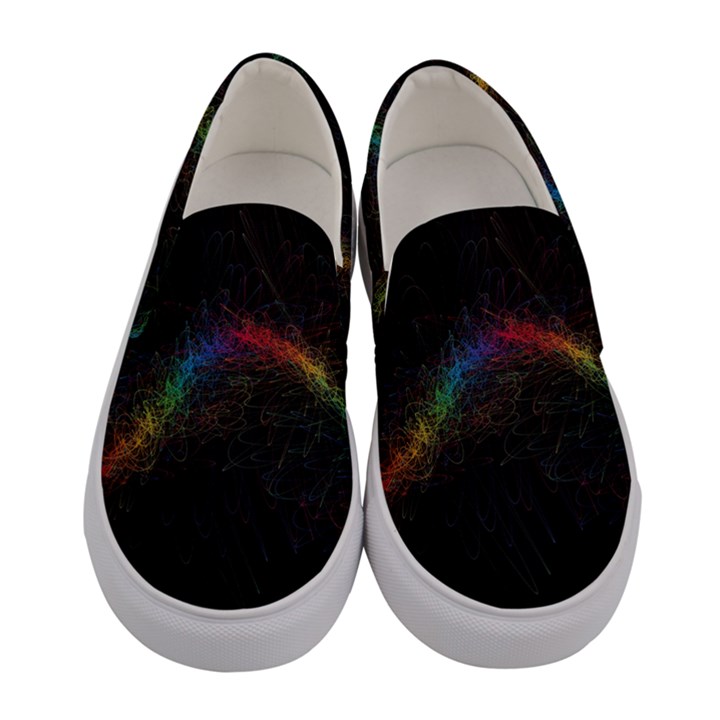 Background Light Glow Lines Colors Women s Canvas Slip Ons