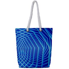 Blue Background Light Glow Abstract Art Full Print Rope Handle Tote (small)