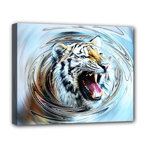 Tiger Animal Art Swirl Decorative Deluxe Canvas 20  X 16  