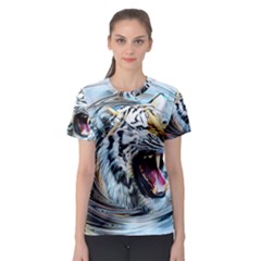 Tiger Animal Art Swirl Decorative Women s Sport Mesh Tee