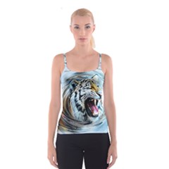 Tiger Animal Art Swirl Decorative Spaghetti Strap Top