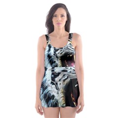 Tiger Animal Art Swirl Decorative Skater Dress Swimsuit