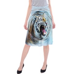 Tiger Animal Art Swirl Decorative Midi Beach Skirt