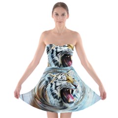 Tiger Animal Art Swirl Decorative Strapless Bra Top Dress