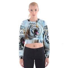 Tiger Animal Art Swirl Decorative Cropped Sweatshirt