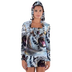 Tiger Animal Art Swirl Decorative Long Sleeve Hooded T-shirt