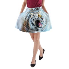 Tiger Animal Art Swirl Decorative A-Line Pocket Skirt