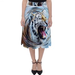 Tiger Animal Art Swirl Decorative Folding Skater Skirt