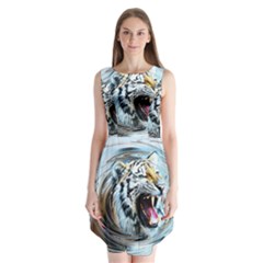 Tiger Animal Art Swirl Decorative Sleeveless Chiffon Dress  