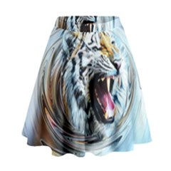 Tiger Animal Art Swirl Decorative High Waist Skirt