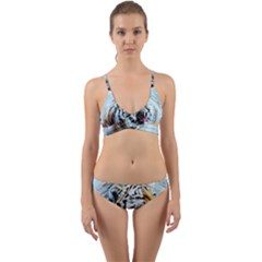 Tiger Animal Art Swirl Decorative Wrap Around Bikini Set