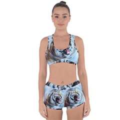 Tiger Animal Art Swirl Decorative Racerback Boyleg Bikini Set