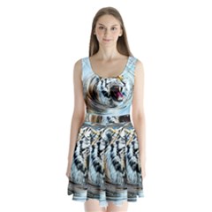 Tiger Animal Art Swirl Decorative Split Back Mini Dress 