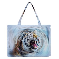 Tiger Animal Art Swirl Decorative Zipper Medium Tote Bag