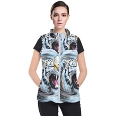 Tiger Animal Art Swirl Decorative Women s Puffer Vest