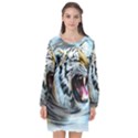 Tiger Animal Art Swirl Decorative Long Sleeve Chiffon Shift Dress  View1
