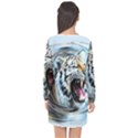 Tiger Animal Art Swirl Decorative Long Sleeve Chiffon Shift Dress  View2