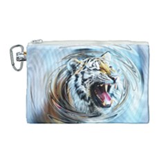 Tiger Animal Art Swirl Decorative Canvas Cosmetic Bag (Large)