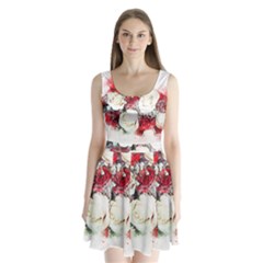 Flowers Roses Bouquet Art Nature Split Back Mini Dress 