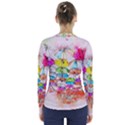 Umbrella Art Abstract Watercolor V-Neck Long Sleeve Top View2