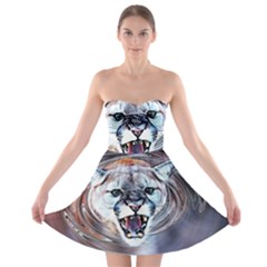 Cougar Animal Art Swirl Decorative Strapless Bra Top Dress