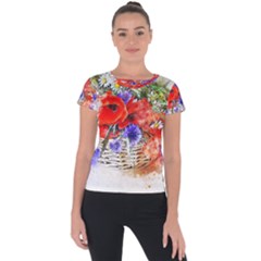 Flowers Bouquet Art Nature Short Sleeve Sports Top  by Nexatart