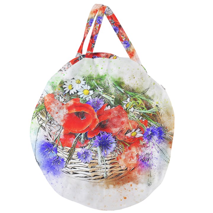 Flowers Bouquet Art Nature Giant Round Zipper Tote