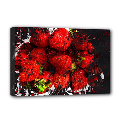 Strawberry Fruit Food Art Abstract Deluxe Canvas 18  x 12  