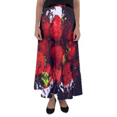 Strawberry Fruit Food Art Abstract Flared Maxi Skirt