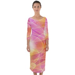 Background Art Abstract Watercolor Quarter Sleeve Midi Bodycon Dress