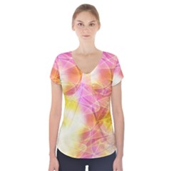 Background Art Abstract Watercolor Short Sleeve Front Detail Top