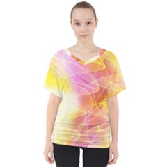 Background Art Abstract Watercolor V-Neck Dolman Drape Top