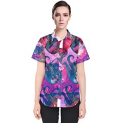 Background Art Abstract Watercolor Women s Short Sleeve Shirt