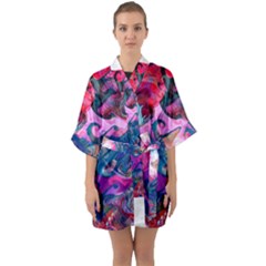 Background Art Abstract Watercolor Quarter Sleeve Kimono Robe