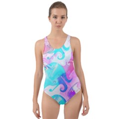 Background Art Abstract Watercolor Pattern Cut-out Back One Piece Swimsuit by Nexatart