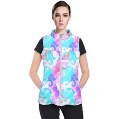 Background Art Abstract Watercolor Pattern Women s Puffer Vest