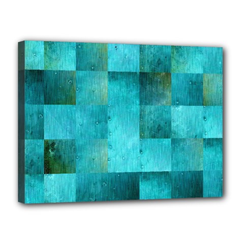 Background Squares Blue Green Canvas 16  X 12  by Nexatart