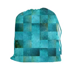 Background Squares Blue Green Drawstring Pouches (xxl) by Nexatart