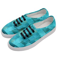 Background Squares Blue Green Women s Classic Low Top Sneakers