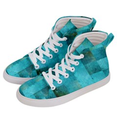 Background Squares Blue Green Women s Hi-top Skate Sneakers by Nexatart