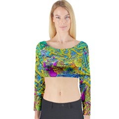 Background Art Abstract Watercolor Long Sleeve Crop Top