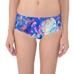 Background Art Abstract Watercolor Mid-waist Bikini Bottoms