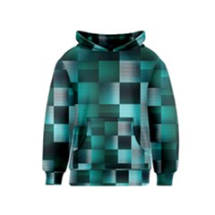 Background Squares Metal Green Kids  Pullover Hoodie by Nexatart