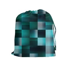 Background Squares Metal Green Drawstring Pouches (extra Large) by Nexatart