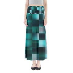 Background Squares Metal Green Full Length Maxi Skirt by Nexatart