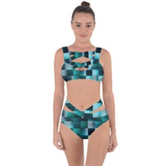 Background Squares Metal Green Bandaged Up Bikini Set  by Nexatart