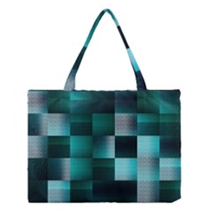 Background Squares Metal Green Medium Tote Bag by Nexatart