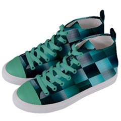 Background Squares Metal Green Women s Mid-top Canvas Sneakers by Nexatart