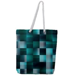 Background Squares Metal Green Full Print Rope Handle Tote (large) by Nexatart