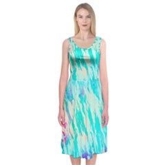 Blue Background Art Abstract Watercolor Midi Sleeveless Dress